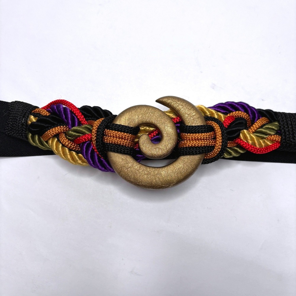 VTG 80s 90s Swirl Buckle Stretch Belt Dramatic Avant Garde Glamoratti Maximilist